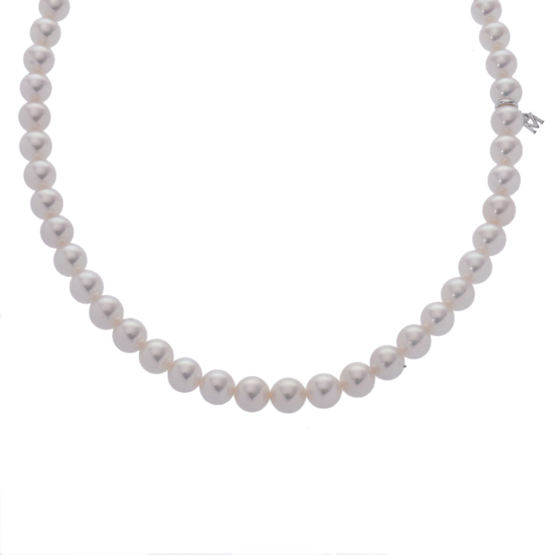 MIKIMOTO ミキモト ザベストオブザベスト パール約8.0-8.5mm ホワイト系/シルバー レディース Pt1000/K18WG ネックレス Aランク 中古 銀蔵