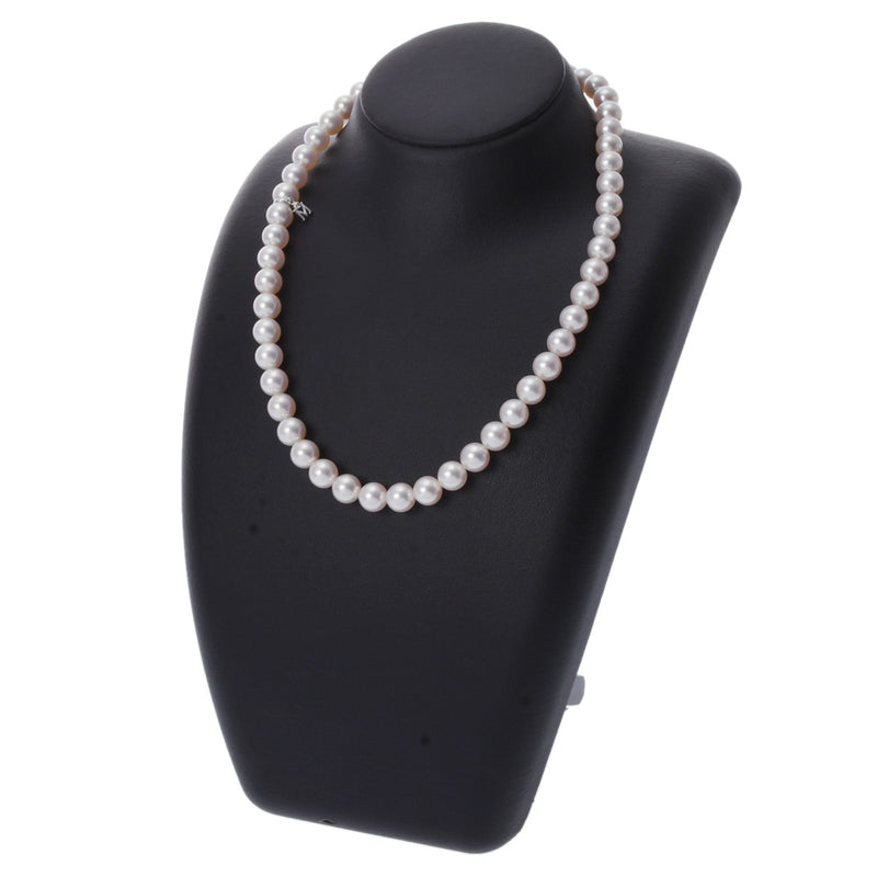 MIKIMOTO ミキモト ザベストオブザベスト パール約8.0-8.5mm ホワイト系/シルバー レディース Pt1000/K18WG ネックレス Aランク 中古 銀蔵