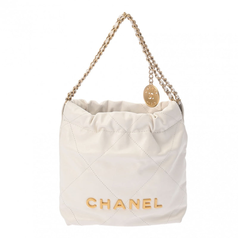 CHANEL シャネル シャネル22 ミニハンドバッグ ホワイト AS3980 レディース シャイニーカーフ 2WAYバッグ Aランク 中古 銀蔵