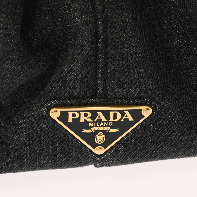 PRADA プラダ カナパ トート 2WAY  ブラック B1877G レディース デニム ハンドバッグ Bランク 中古 銀蔵