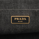 PRADA プラダ カナパ トート 2WAY  ブラック B1877G レディース デニム ハンドバッグ Bランク 中古 銀蔵