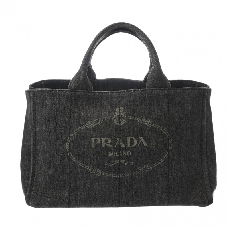 PRADA プラダ カナパ トート 2WAY  ブラック B1877G レディース デニム ハンドバッグ Bランク 中古 銀蔵