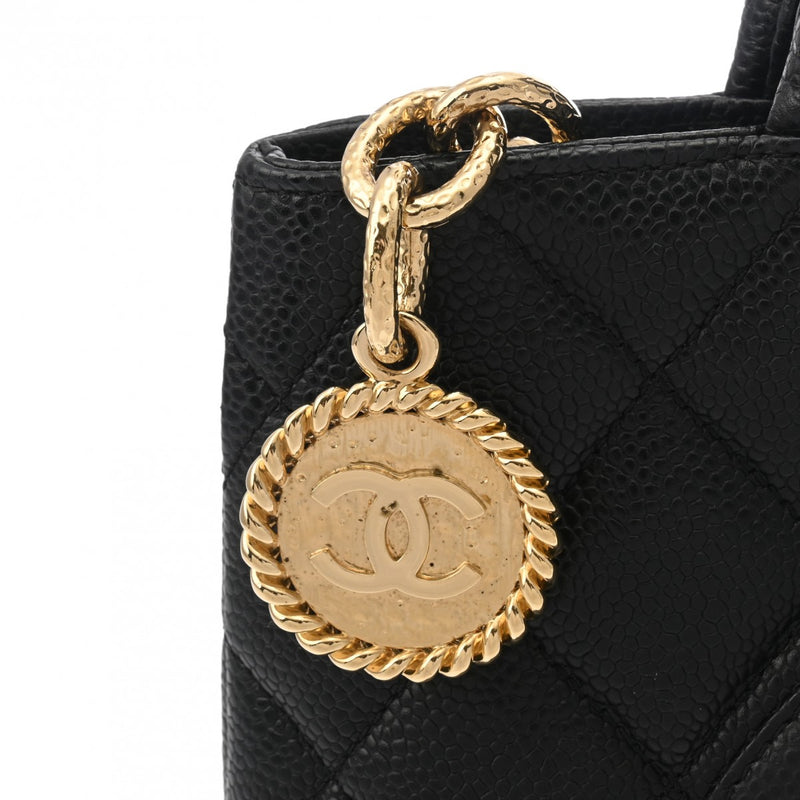 CHANEL シャネル 復刻トート ブラック A01804 レディース キャビアスキン トートバッグ Aランク 中古 銀蔵