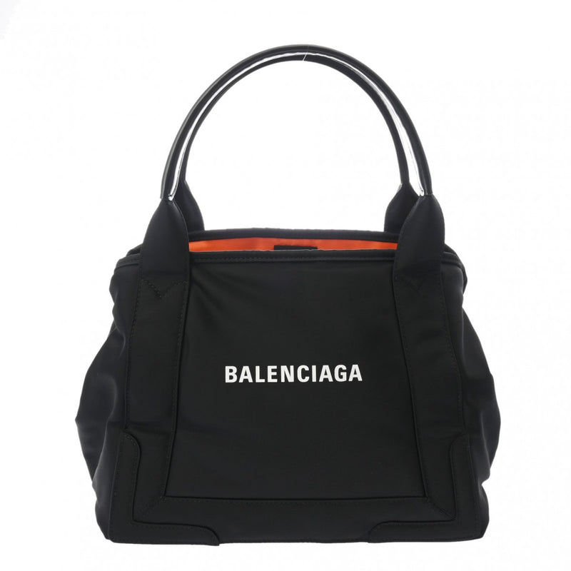 BALENCIAGA バレンシアガ ネイビーカバス S ブラック 339933 レディース ナイロン レザー ハンドバッグ Aランク 中古 銀蔵