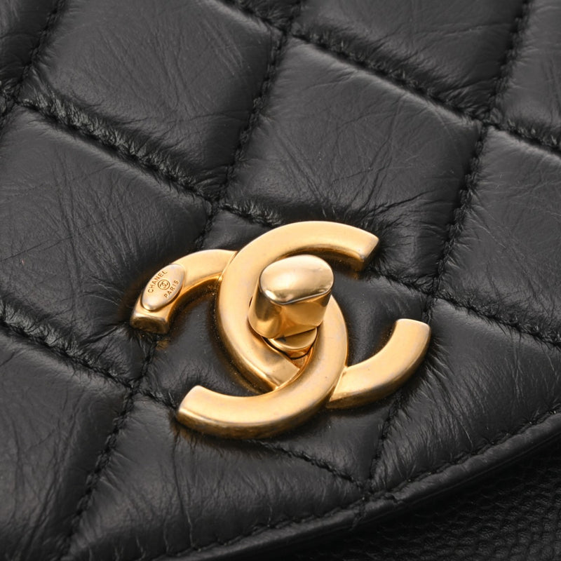 CHANEL シャネル マトラッセ チェーンショルダー ブラック レディース カーフ キャビアスキン ハンドバッグ Aランク 中古 銀蔵