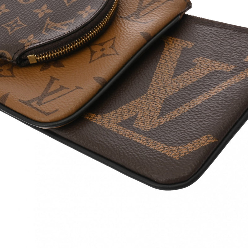 LOUIS VUITTON ルイヴィトン モノグラムリバース ジャイアント ポシェットトリオ ブラウン/キャメル系 M68756 レディース モノグラムキャンバス ポーチ Aランク 中古 銀蔵