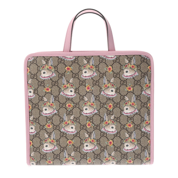 GUCCI グッチ チルドレンズ ヒグチユウコ 2WAYトート ピンク/ベージュ シルバー金具 630542 レディース PVC/レザー ハンドバッグ 新同 中古 銀蔵