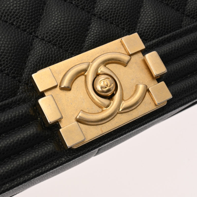 CHANEL シャネル ボーイシャネル チェーンショルダー 25cm ブラック A67086 レディース キャビアスキン ショルダーバッグ Aランク 中古 銀蔵