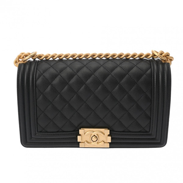 CHANEL シャネル ボーイシャネル チェーンショルダー 25cm ブラック A67086 レディース キャビアスキン ショルダーバッグ Aランク 中古 銀蔵