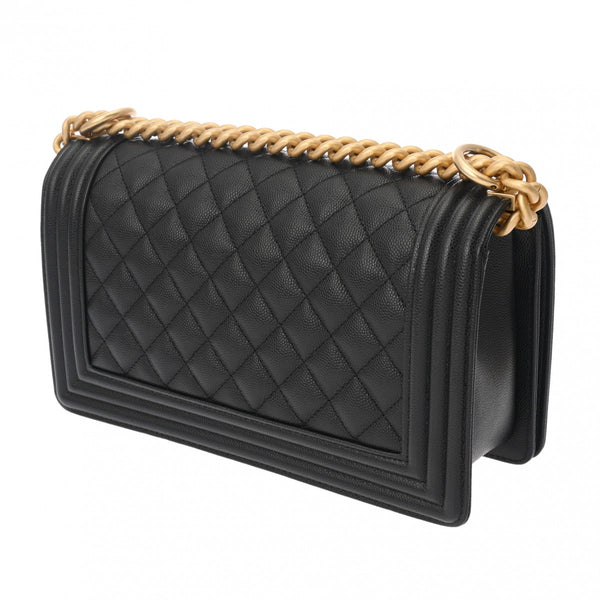 CHANEL シャネル ボーイシャネル チェーンショルダー 25cm ブラック A67086 レディース キャビアスキン ショルダーバッグ Aランク 中古 銀蔵