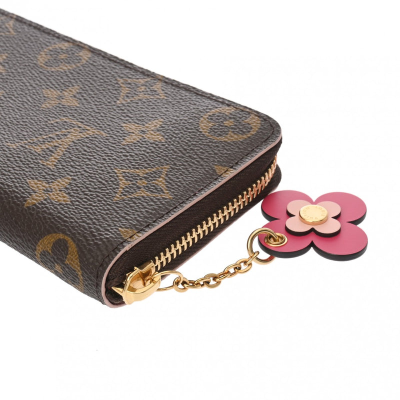 LOUIS VUITTON ルイヴィトン モノグラム ポルトフォイユ クレマンス フラワー ブラウン M64201 レディース モノグラムキャンバス 長財布 新同 中古 銀蔵