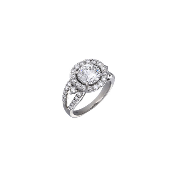 no brand ノーブランド 一粒ダイヤ2.060ct G-SI2-GD 取り巻きダイヤ ハーフエタニティ 12.5号 レディース K18ホワイトゴールド WG リング・指輪 Aランク 中古 銀蔵