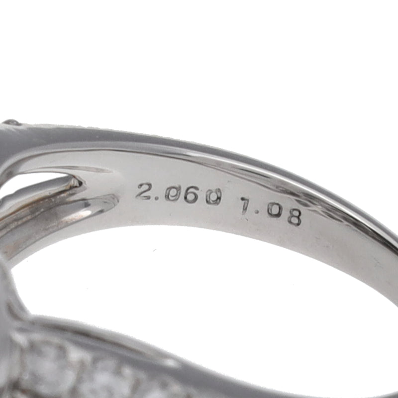 no brand ノーブランド 一粒ダイヤ2.060ct G-SI2-GD 取り巻きダイヤ ハーフエタニティ 12.5号 レディース K18ホワイトゴールド WG リング・指輪 Aランク 中古 銀蔵