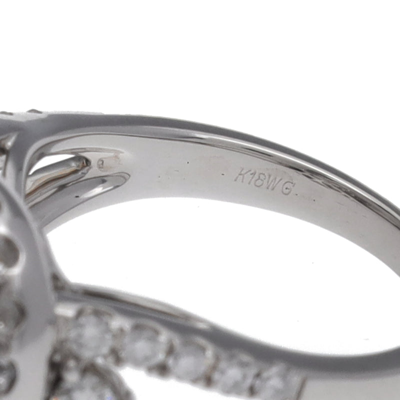 no brand ノーブランド 一粒ダイヤ2.060ct G-SI2-GD 取り巻きダイヤ ハーフエタニティ 12.5号 レディース K18ホワイトゴールド WG リング・指輪 Aランク 中古 銀蔵