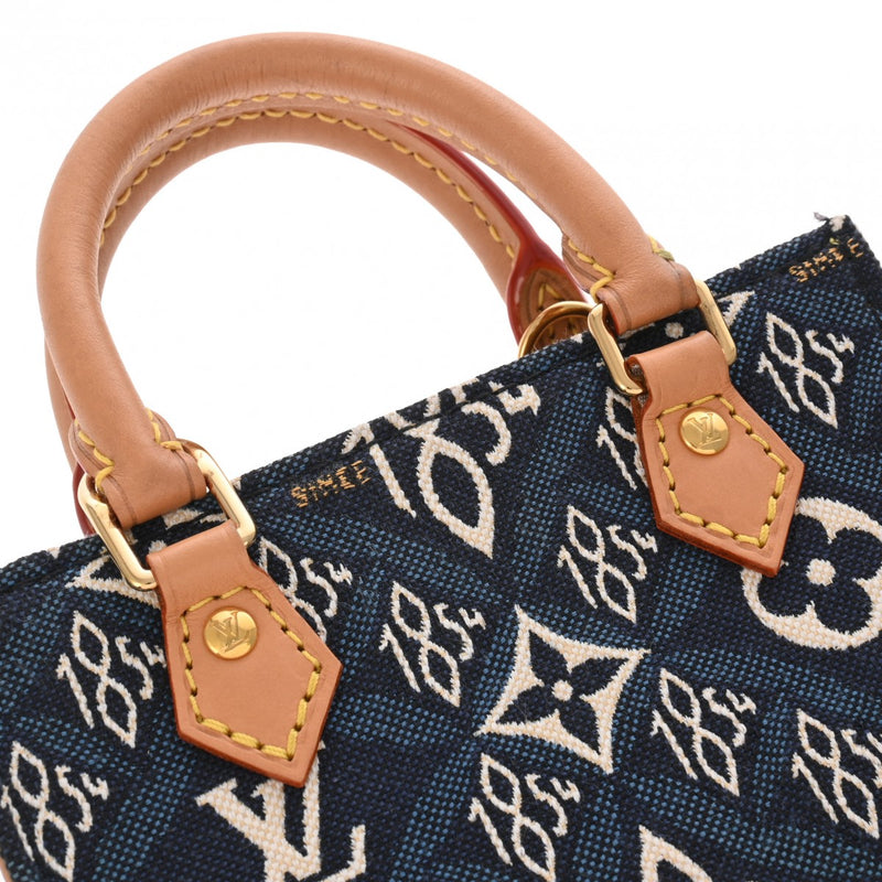 LOUIS VUITTON ルイヴィトン モノグラムジャガード プティットサックプラ Since1854 ブルー M80288 レディース ジャガード ショルダーバッグ Aランク 中古 銀蔵