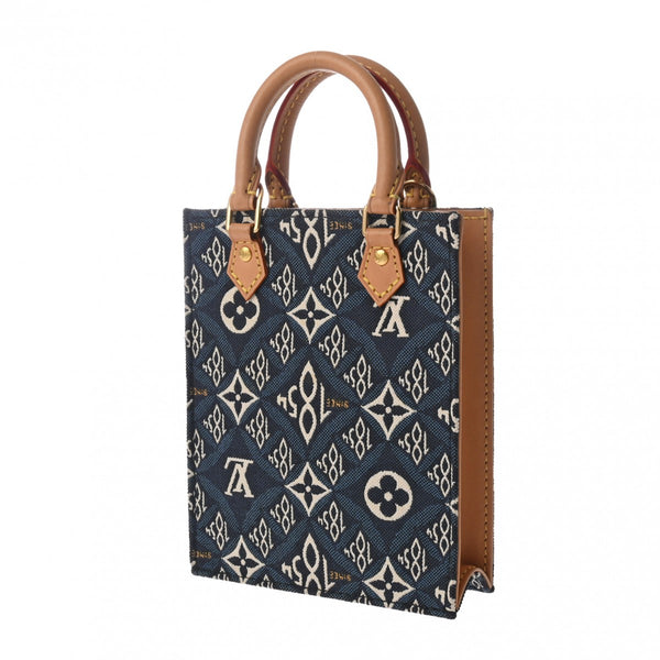 LOUIS VUITTON ルイヴィトン モノグラムジャガード プティットサックプラ Since1854 ブルー M80288 レディース ジャガード ショルダーバッグ Aランク 中古 銀蔵