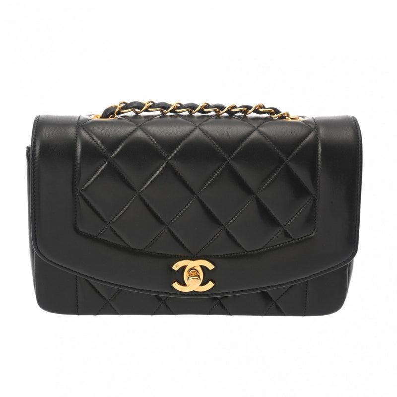 CHANEL シャネル マトラッセ ダイアナ チェーンショルダー 22cm  ブラック A01164 レディース ラムスキン ショルダーバッグ ABランク 中古 銀蔵