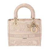 CHRISTIAN DIOR クリスチャンディオール レディ ディーライト ミディアム  ピンク M05650RGO レディース キャンバス ハンドバッグ Bランク 中古 銀蔵