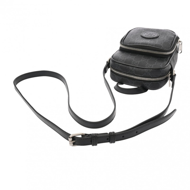 GUCCI グッチ インターロッキングG ブラック 672952 ユニセックス PVC レザー ショルダーバッグ Aランク 中古 銀蔵