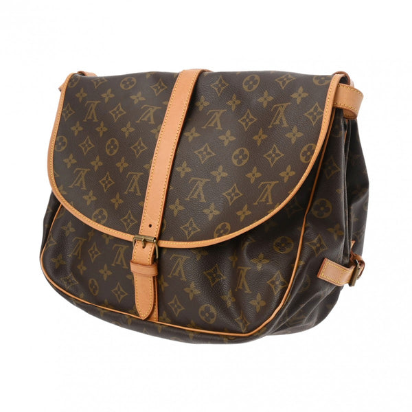 LOUIS VUITTON ルイヴィトン モノグラム ソミュール 35 ブラウン M42254 レディース モノグラムキャンバス ショルダーバッグ Bランク 中古 銀蔵