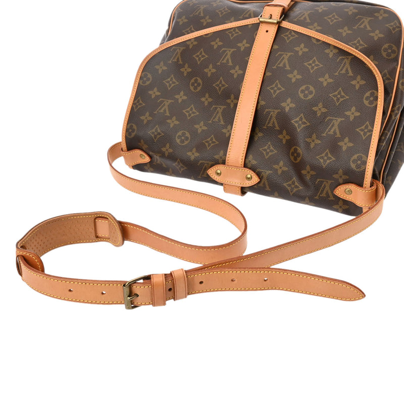 LOUIS VUITTON ルイヴィトン モノグラム ソミュール 35 ブラウン M42254 レディース モノグラムキャンバス ショルダーバッグ Bランク 中古 銀蔵