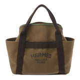 HERMES エルメス サックドパンサージュ グルーム カーキ/ブラウン X刻印(2016年頃) レディース トワルミリタリー トートバッグ ABランク 中古 銀蔵