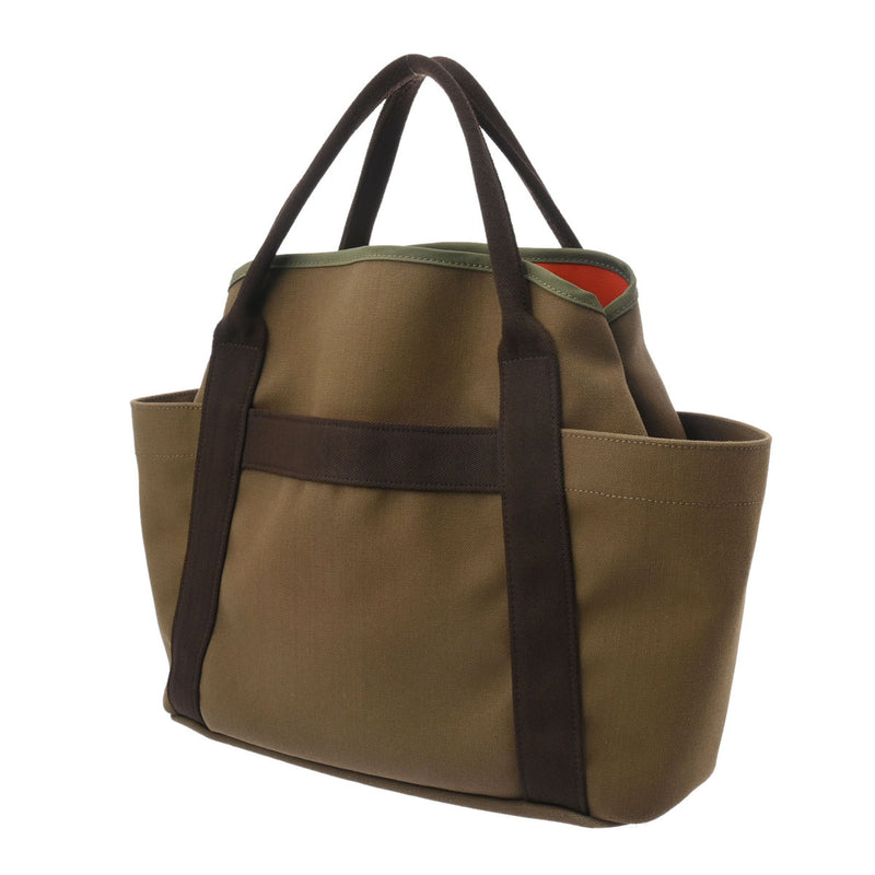 HERMES エルメス サックドパンサージュ グルーム カーキ/ブラウン X刻印(2016年頃) レディース トワルミリタリー トートバッグ ABランク 中古 銀蔵