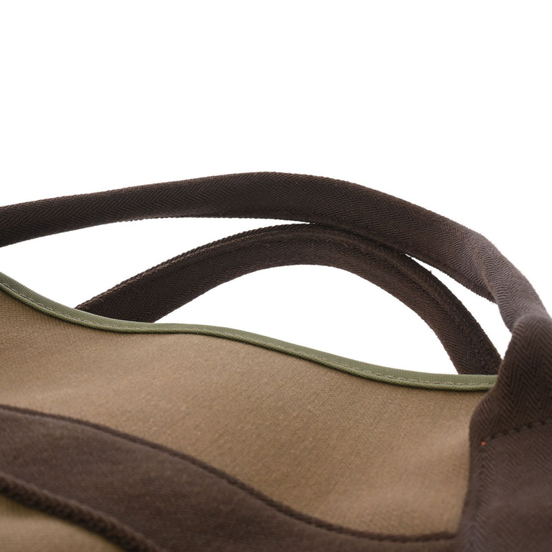 HERMES エルメス サックドパンサージュ グルーム カーキ/ブラウン X刻印(2016年頃) レディース トワルミリタリー トートバッグ ABランク 中古 銀蔵