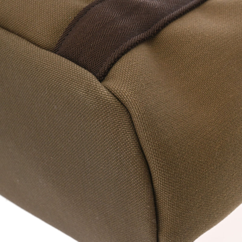 HERMES エルメス サックドパンサージュ グルーム カーキ/ブラウン X刻印(2016年頃) レディース トワルミリタリー トートバッグ ABランク 中古 銀蔵