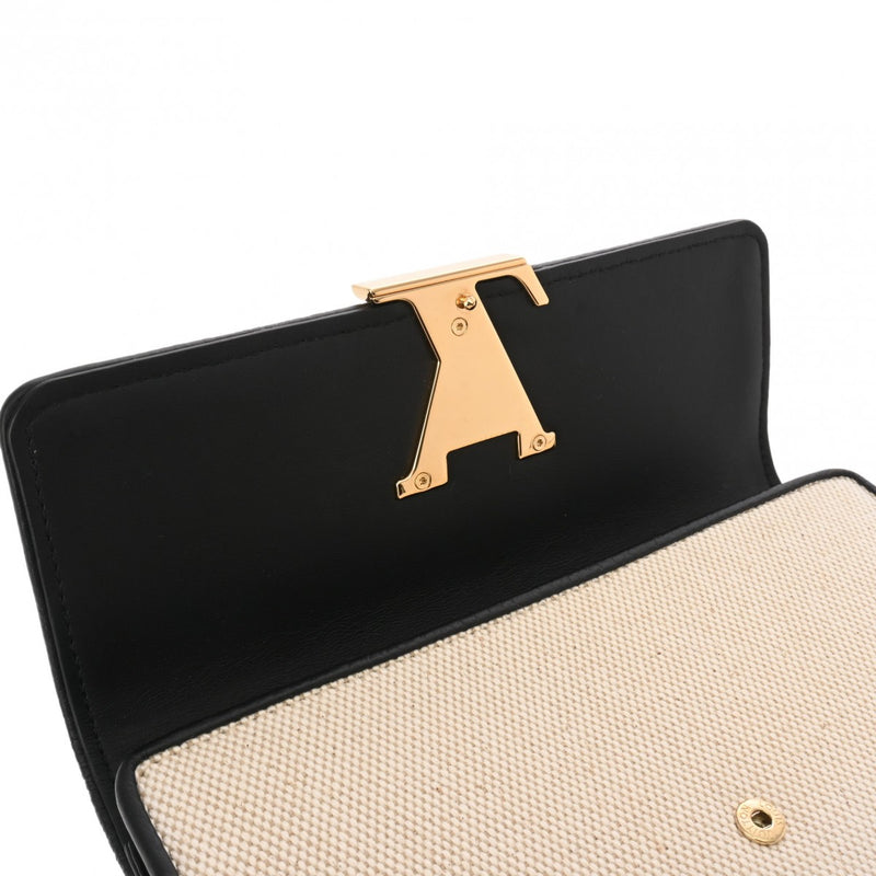 LOUIS VUITTON ルイヴィトン ポルトフォイユ カプシーヌ ベージュ/ブラック M81305 レディース キャンバス レザー 長財布 Aランク 中古 銀蔵