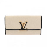LOUIS VUITTON ルイヴィトン ポルトフォイユ カプシーヌ ベージュ/ブラック M81305 レディース キャンバス レザー 長財布 Aランク 中古 銀蔵