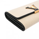 LOUIS VUITTON ルイヴィトン ポルトフォイユ カプシーヌ ベージュ/ブラック M81305 レディース キャンバス レザー 長財布 Aランク 中古 銀蔵