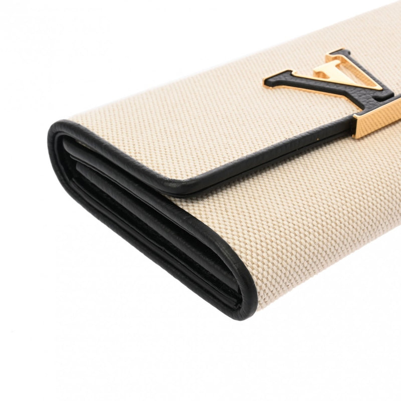 LOUIS VUITTON ルイヴィトン ポルトフォイユ カプシーヌ ベージュ/ブラック M81305 レディース キャンバス レザー 長財布 Aランク 中古 銀蔵