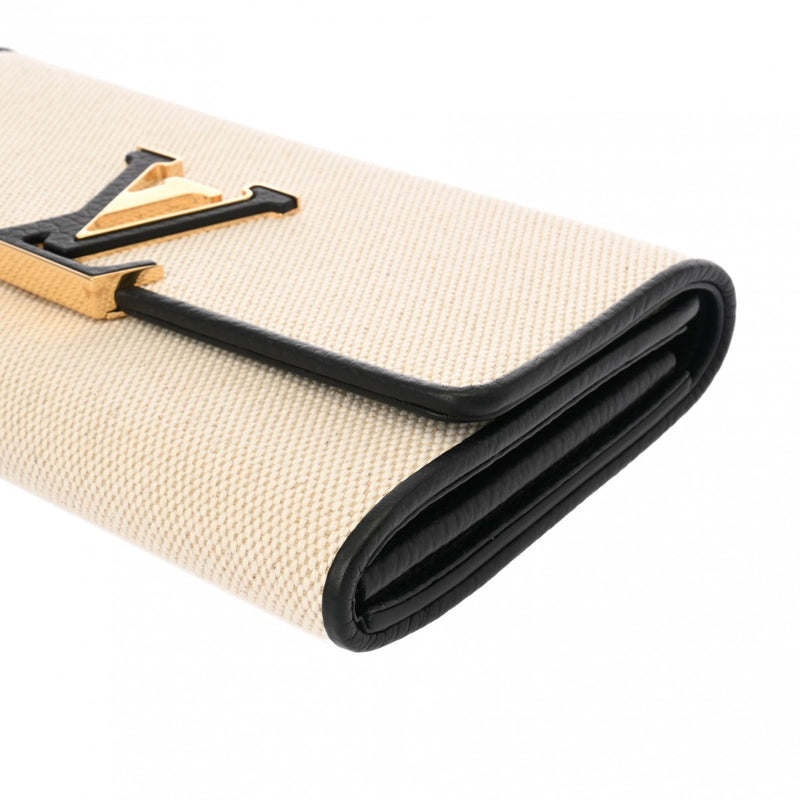 LOUIS VUITTON ルイヴィトン ポルトフォイユ カプシーヌ ベージュ/ブラック M81305 レディース キャンバス レザー 長財布 Aランク 中古 銀蔵