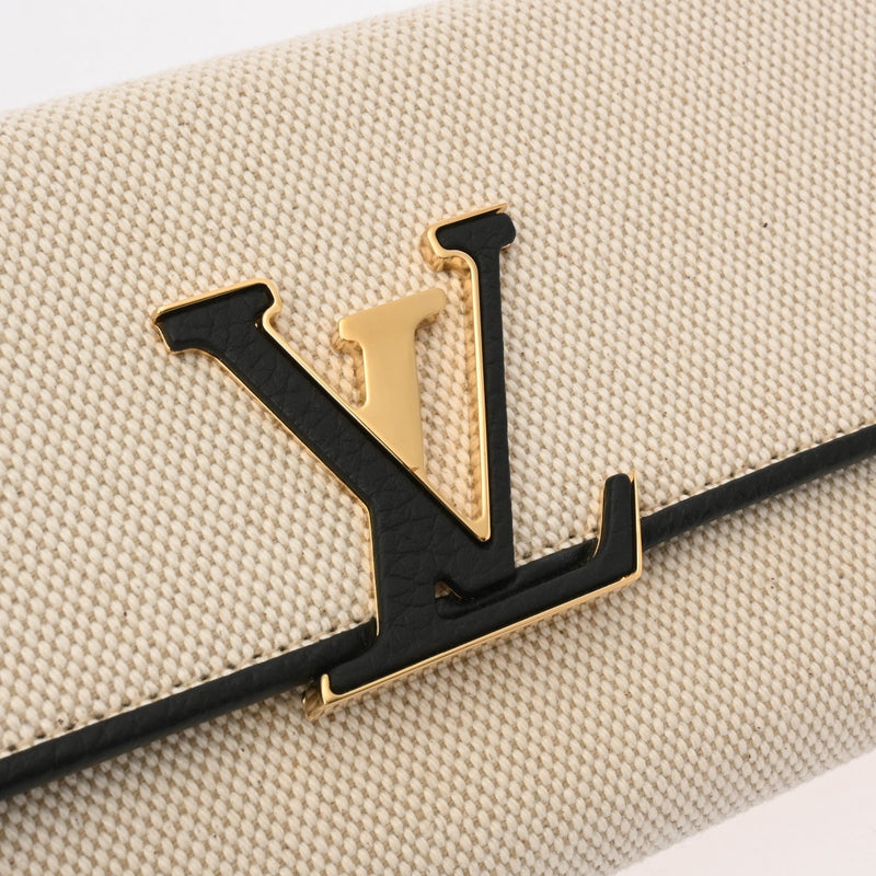 LOUIS VUITTON ルイヴィトン ポルトフォイユ カプシーヌ ベージュ/ブラック M81305 レディース キャンバス レザー 長財布 Aランク 中古 銀蔵