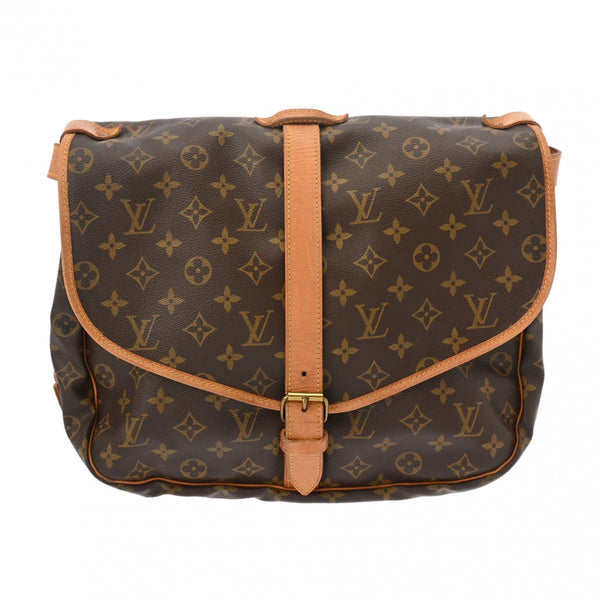 LOUIS VUITTON ルイヴィトン モノグラム ソミュール 35 ブラウン M42254 レディース モノグラムキャンバス ショルダーバッグ Bランク 中古 銀蔵