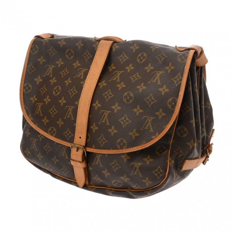 LOUIS VUITTON ルイヴィトン モノグラム ソミュール 35 ブラウン M42254 レディース モノグラムキャンバス ショルダーバッグ Bランク 中古 銀蔵