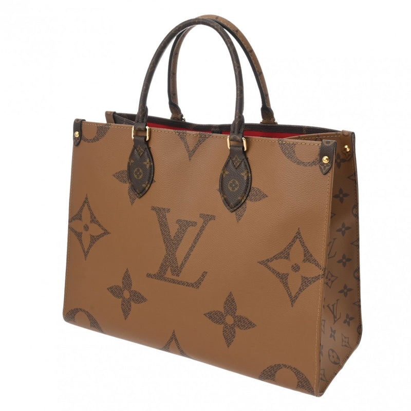 LOUIS VUITTON ルイヴィトン モノグラムジャイアント オンザゴー MM 新型 ブラウン M45321 レディース モノグラムジャイアントリバース ハンドバッグ ABランク 中古 銀蔵