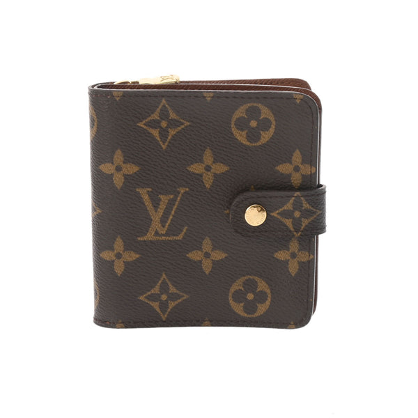 LOUIS VUITTON ルイヴィトン モノグラム コンパクトジップ  ブラウン M61667 ユニセックス モノグラムキャンバス 二つ折り財布 ABランク 中古 銀蔵