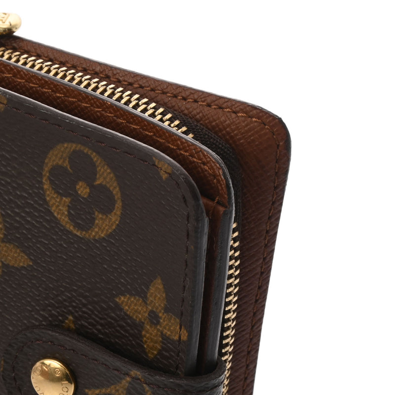 LOUIS VUITTON ルイヴィトン モノグラム コンパクトジップ  ブラウン M61667 ユニセックス モノグラムキャンバス 二つ折り財布 ABランク 中古 銀蔵