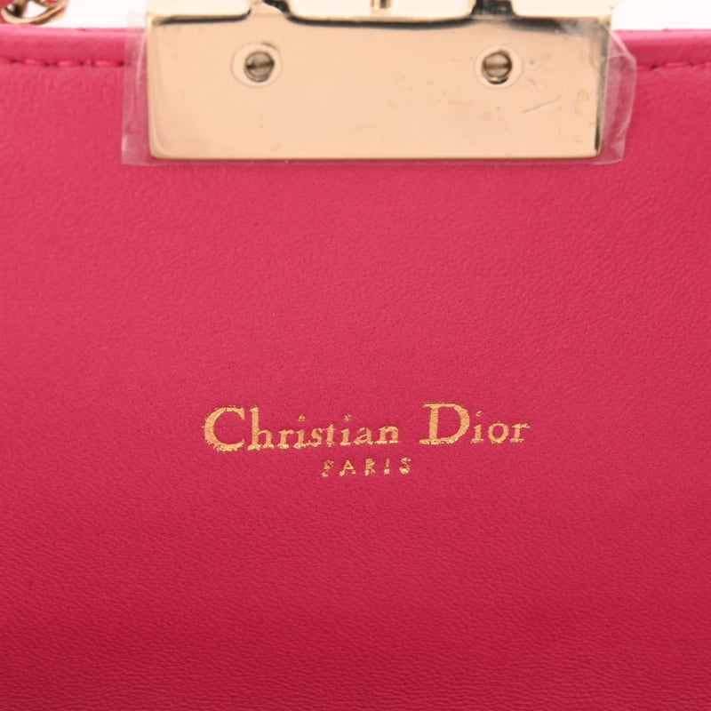 CHRISTIAN DIOR クリスチャンディオール ミスディオール ニューロック チェーンウォレット ピンク レディース ラムスキン チェーンウォレット Bランク 中古 銀蔵