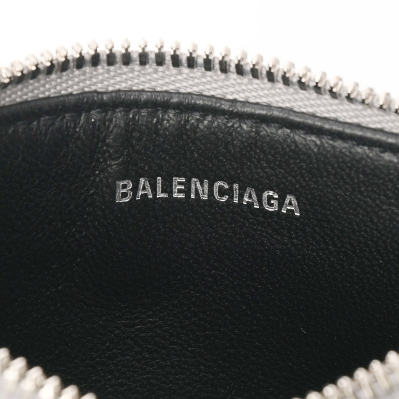 BALENCIAGA バレンシアガ エヴリデイ ロゴ ジップ付きコインカードケース シルバー 551990 ユニセックス レザー カードケース Aランク 中古 銀蔵