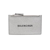 BALENCIAGA バレンシアガ エヴリデイ ロゴ ジップ付きコインカードケース シルバー 551990 ユニセックス レザー カードケース Aランク 中古 銀蔵