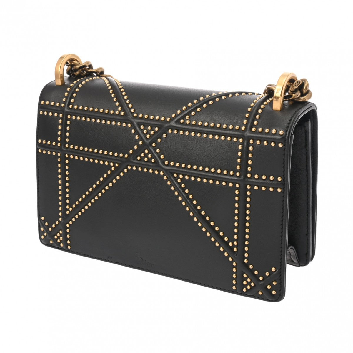 Christian Dior / ディオラマバッグ/ショルダーバッグ/スタッズ/レザー/ブラック クリスチャンディオールディオラマ チェーンショルダー スタッズ