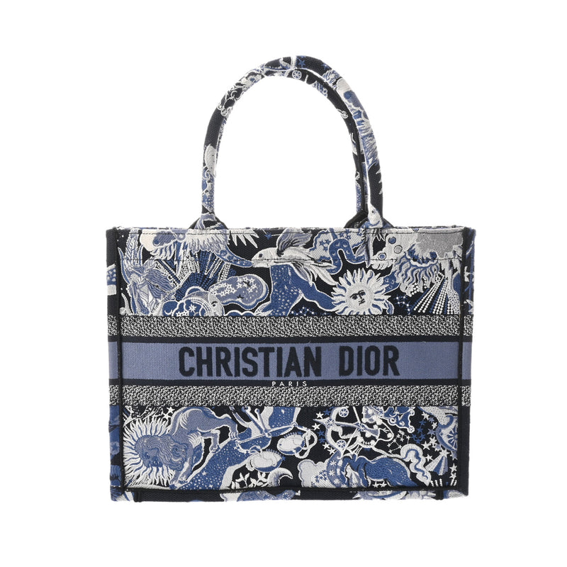 CHRISTIAN DIOR クリスチャンディオール ブックトート ミディアム ブルー M1296ZRZA レディース キャンバス トートバッグ Aランク 中古 銀蔵