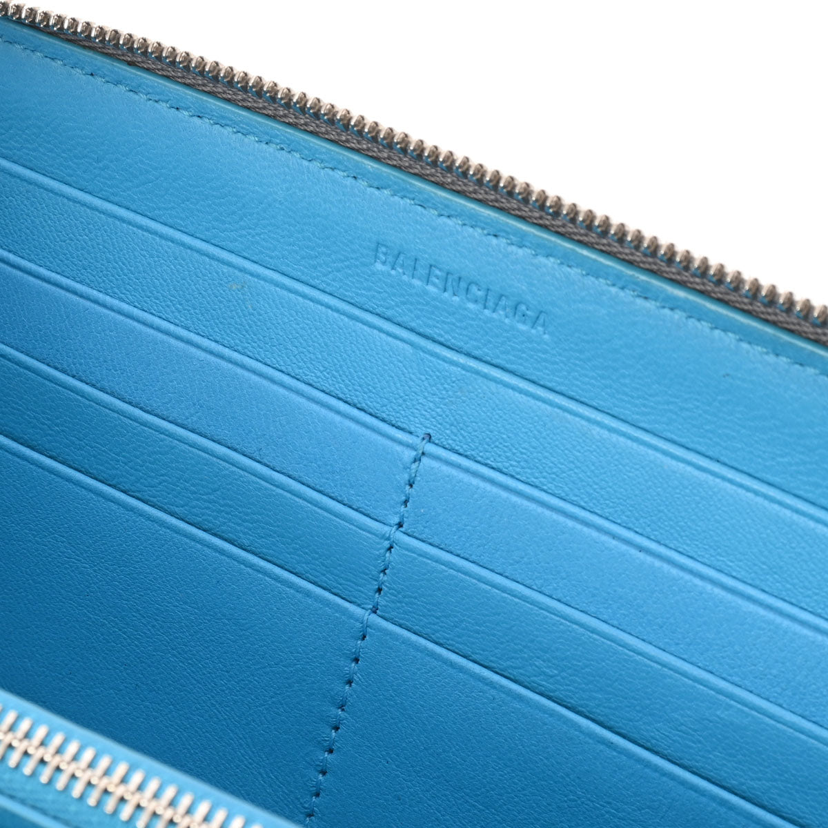 バレンシアガ コンチネンタル ラウンドジップウォレット グレー/水色