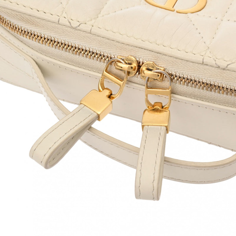 CHRISTIAN DIOR クリスチャンディオール CARO ボックスバック アイボリー S5140UNGX_M030 レディース カーフ ショルダーバッグ ABランク 中古 銀蔵