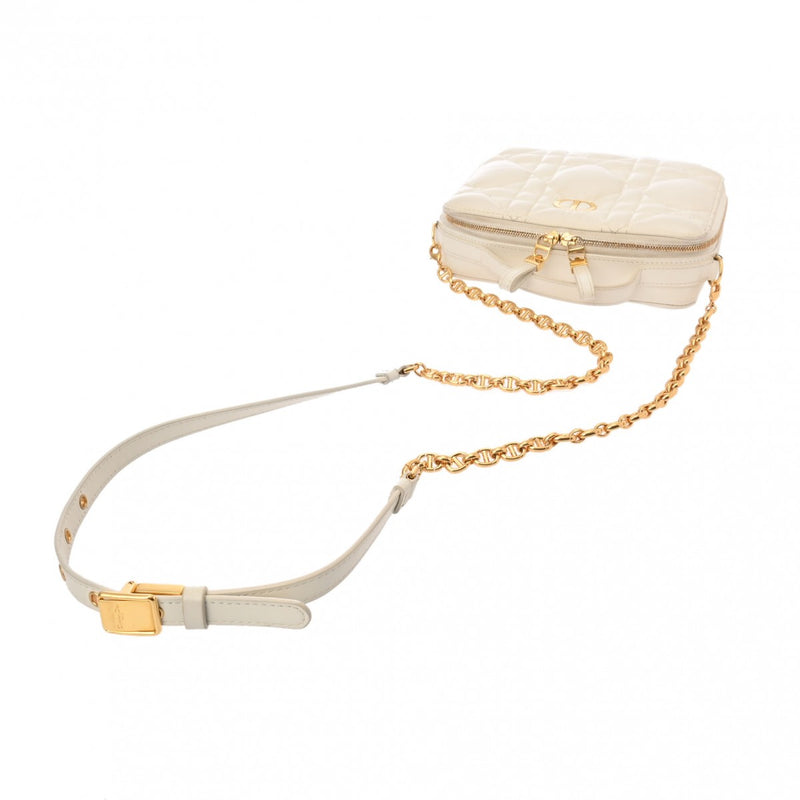 CHRISTIAN DIOR クリスチャンディオール CARO ボックスバック アイボリー S5140UNGX_M030 レディース カーフ ショルダーバッグ ABランク 中古 銀蔵