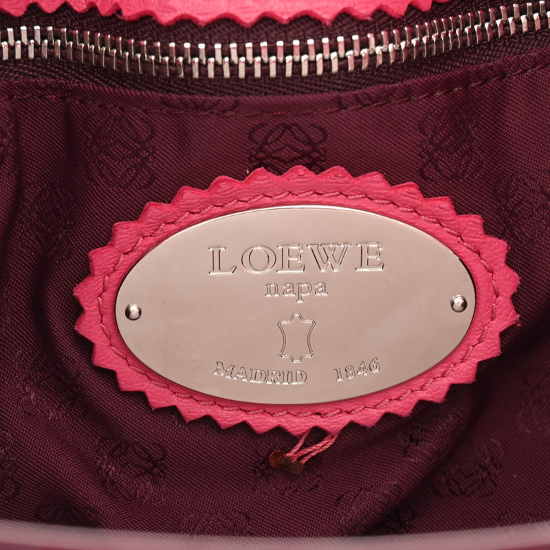 LOEWE ロエベ フラメンコ  ピンク シルバー金具 レディース レザー ショルダーバッグ ABランク 中古 銀蔵