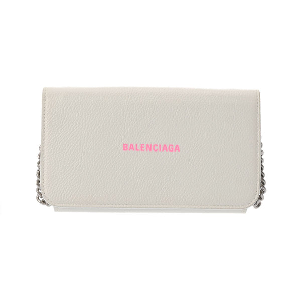 BALENCIAGA バレンシアガ エヴリデイ チェーンショルダー ホワイト 593785 レディース レザー ショルダーバッグ ABランク 中古 銀蔵